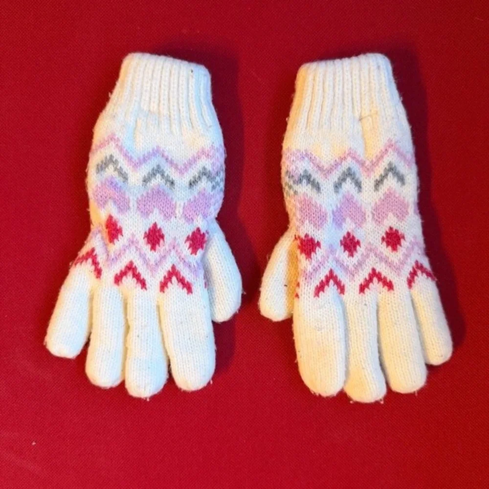 Charming Pink and Cream Kids Mittens